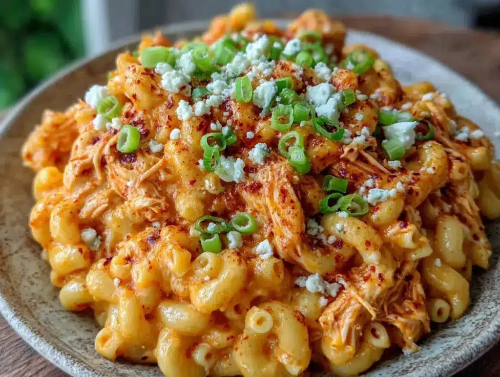 slow cooker buffalo chicken mac and cheese - featured image