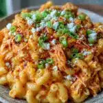 slow cooker buffalo chicken mac and cheese - featured image