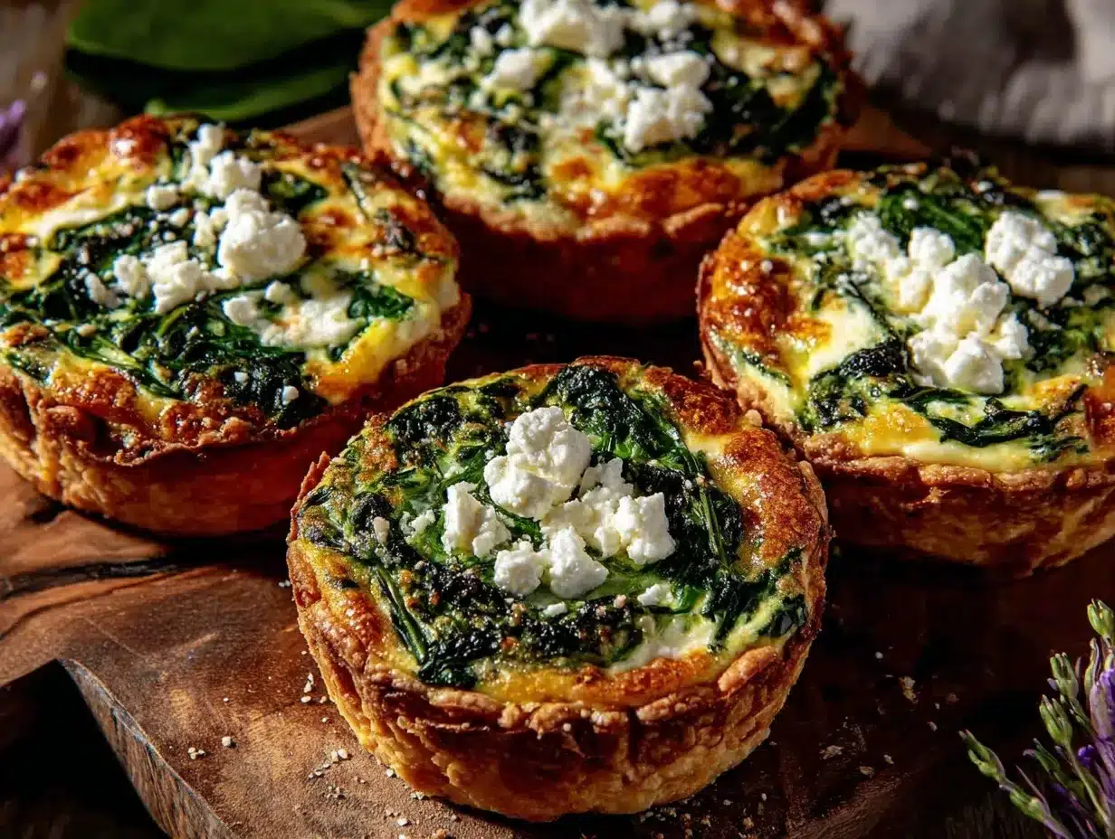 spinach and feta quiche cups preparation steps