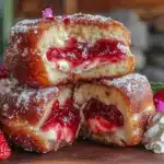 strawberry cheesecake stuffed donuts - featured image