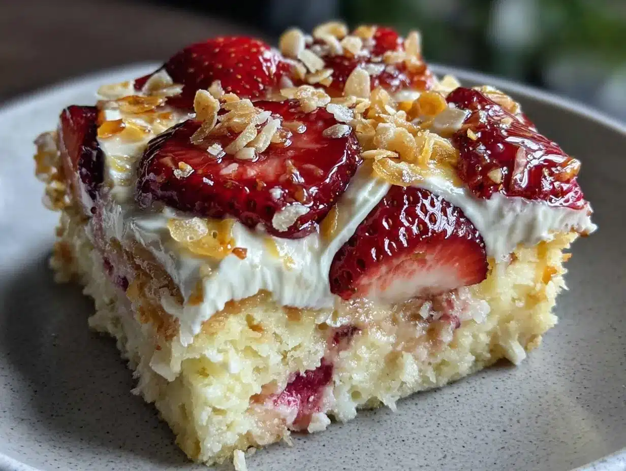 strawberry crunch poke cake preparation steps