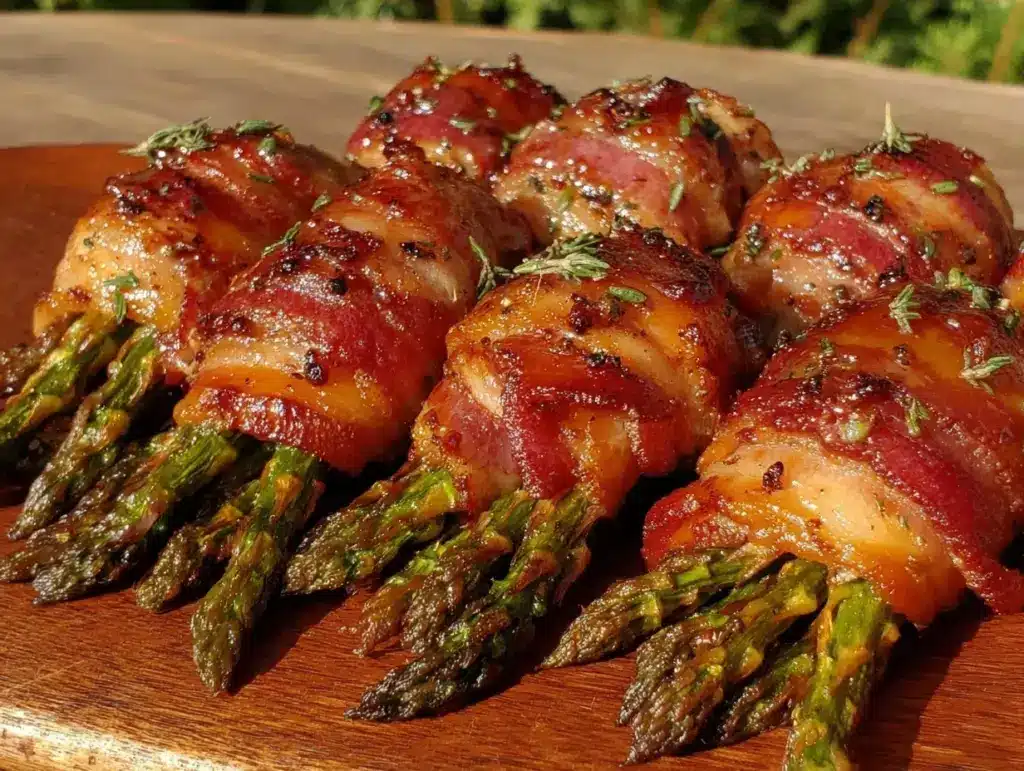 bacon-wrapped asparagus bundles - featured image
