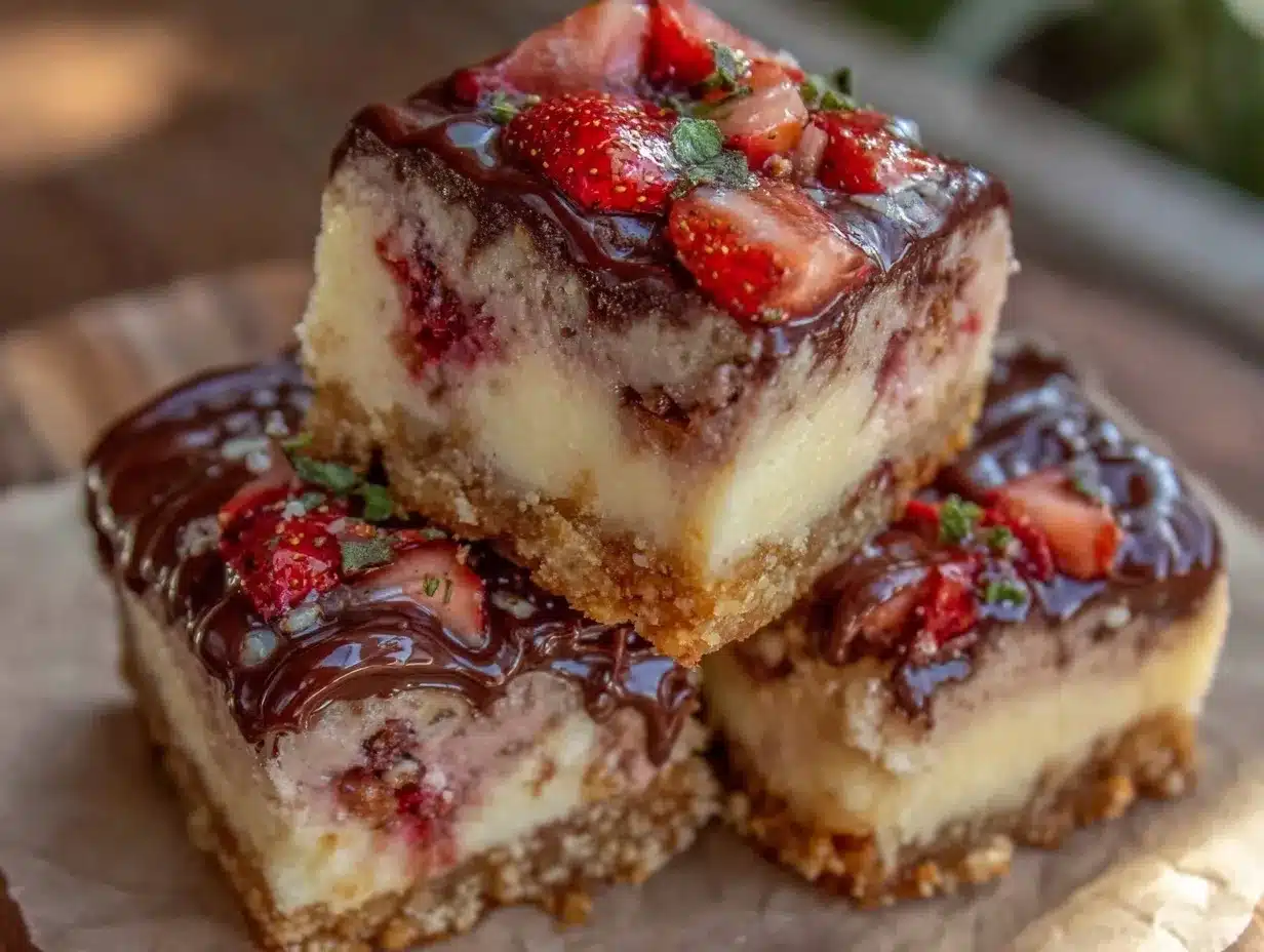 chocolate-covered strawberry cheesecake bars preparation steps