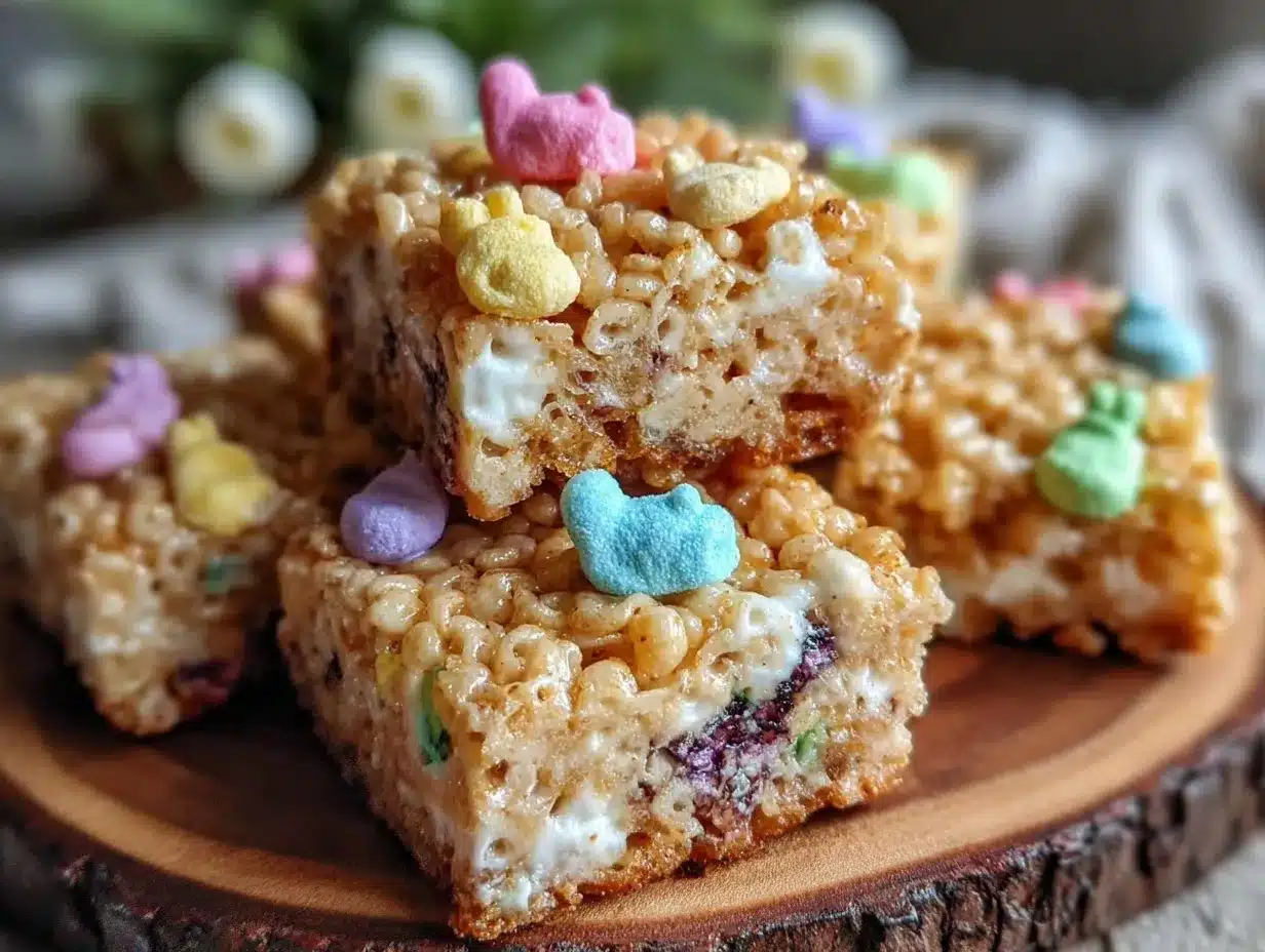 Colorful Peeps Rice Krispie Treats preparation steps