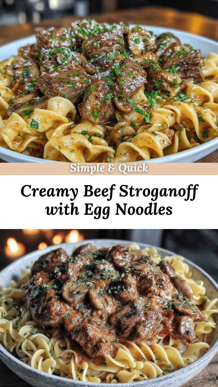 creamy beef stroganoff with egg noodles recipe