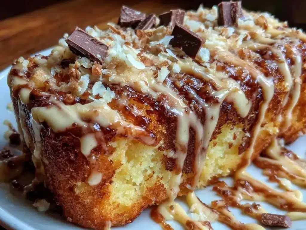 creamy irish cream poke cake - featured image