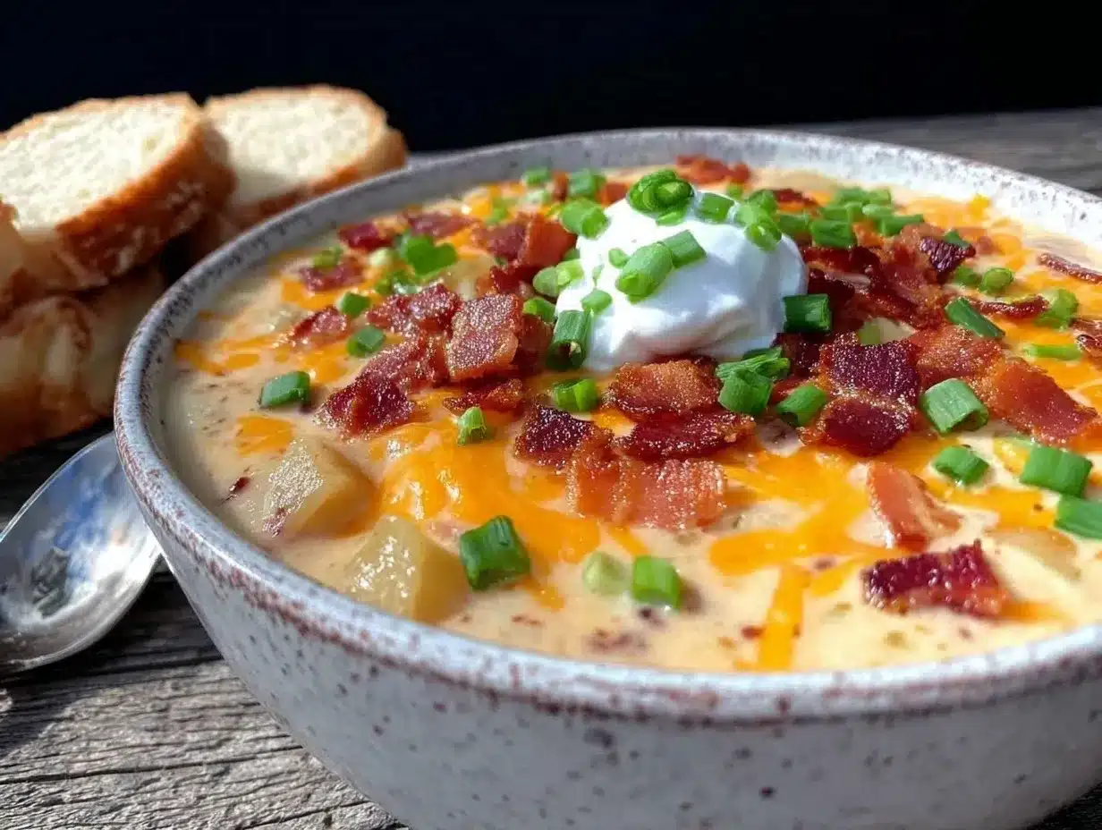 creamy loaded baked potato soup with bacon preparation steps