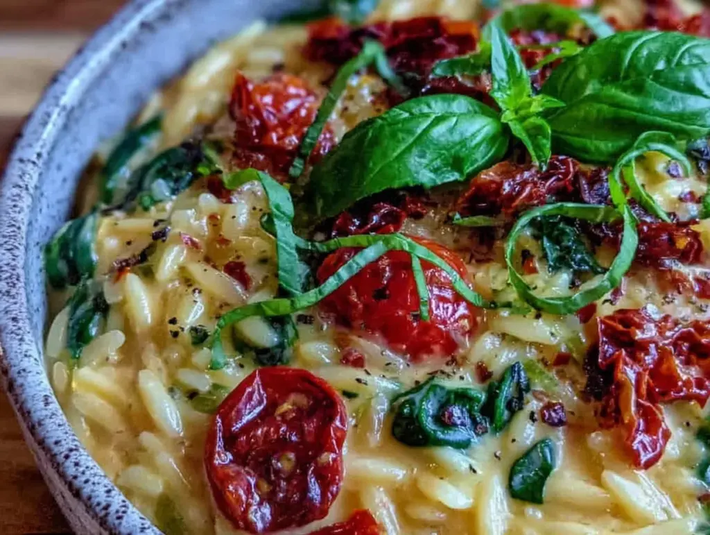creamy one-pot tuscan orzo - featured image