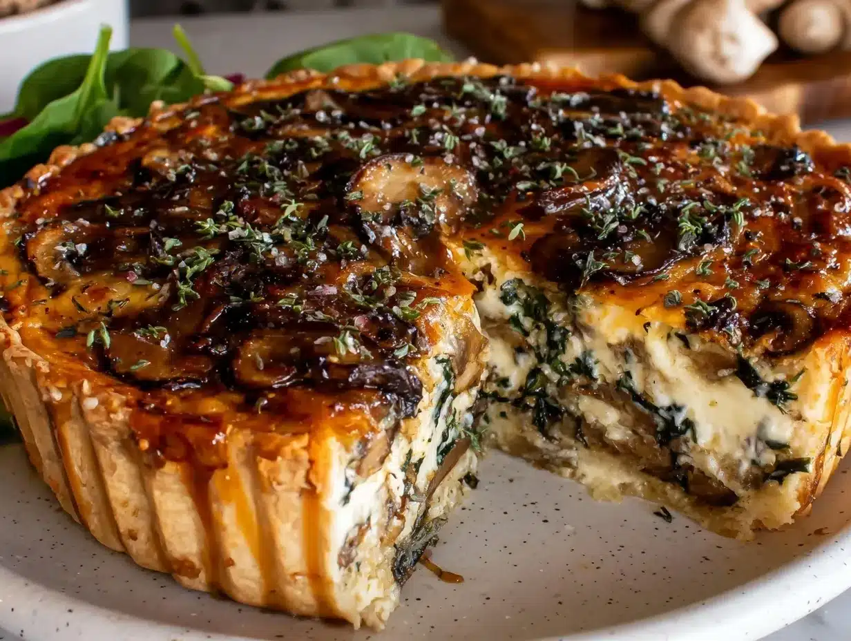 creamy spinach and mushroom quiche lorraine preparation steps