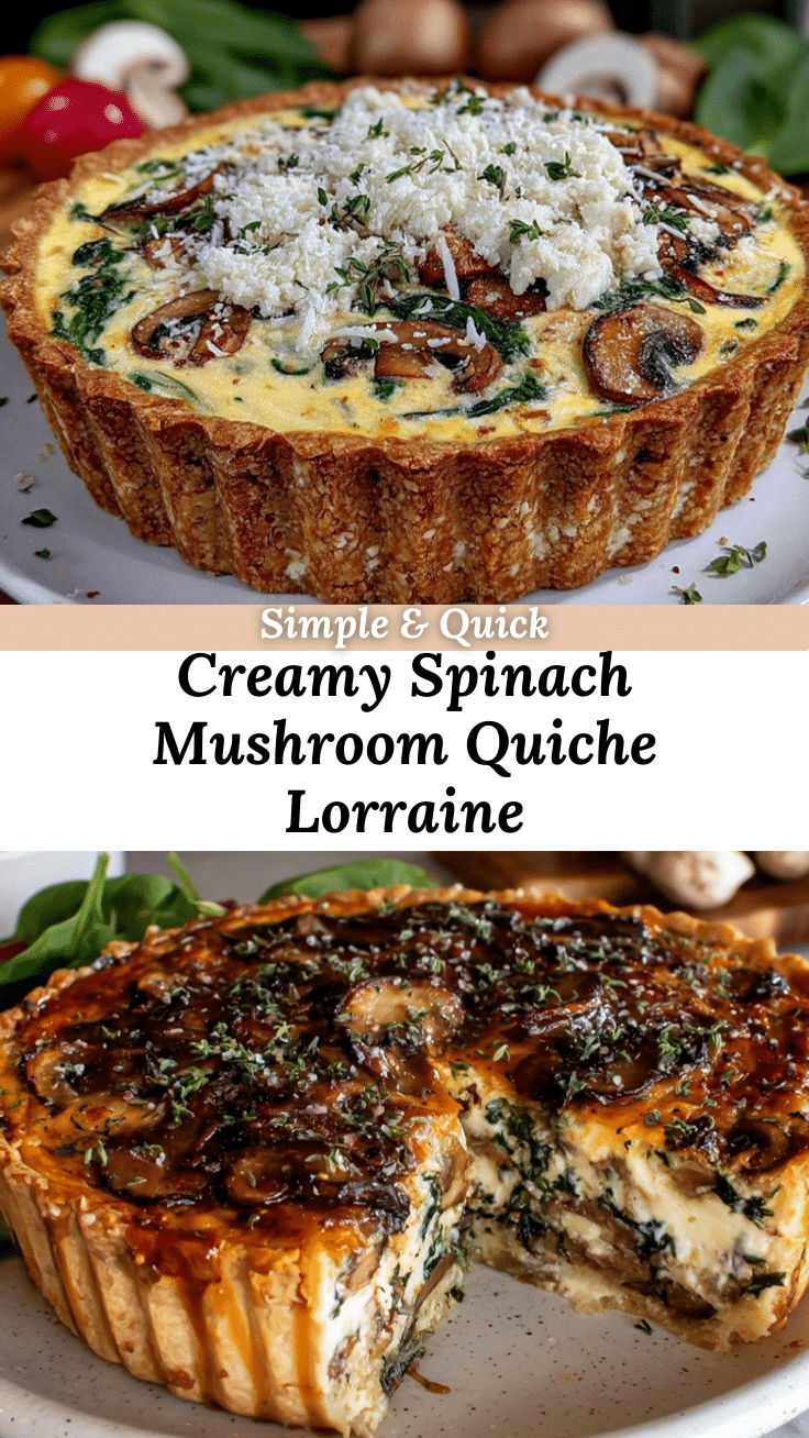 creamy spinach and mushroom quiche lorraine recipe