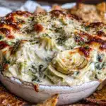 creamy spinach artichoke dip - featured image