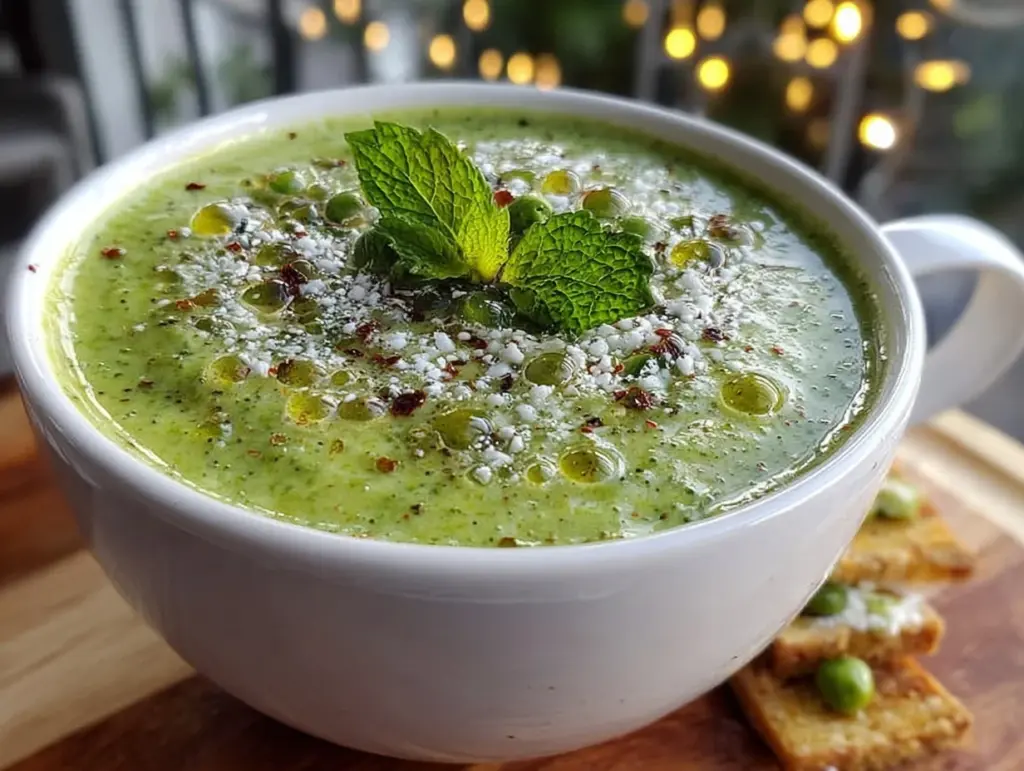 creamy spring pea and mint soup - featured image