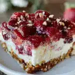 creamy strawberry pretzel salad recipe - featured image