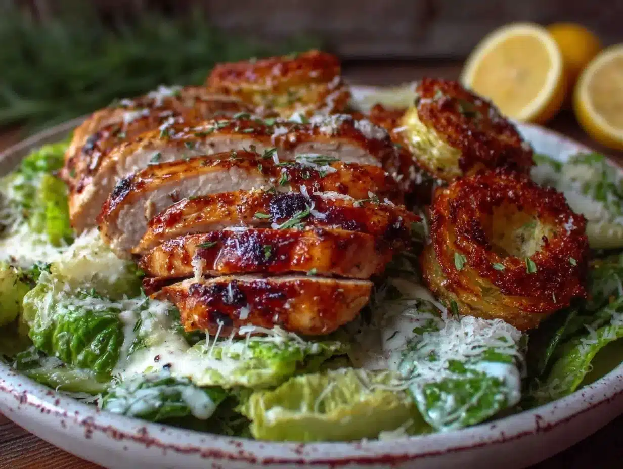 crisp grilled chicken caesar salad preparation steps