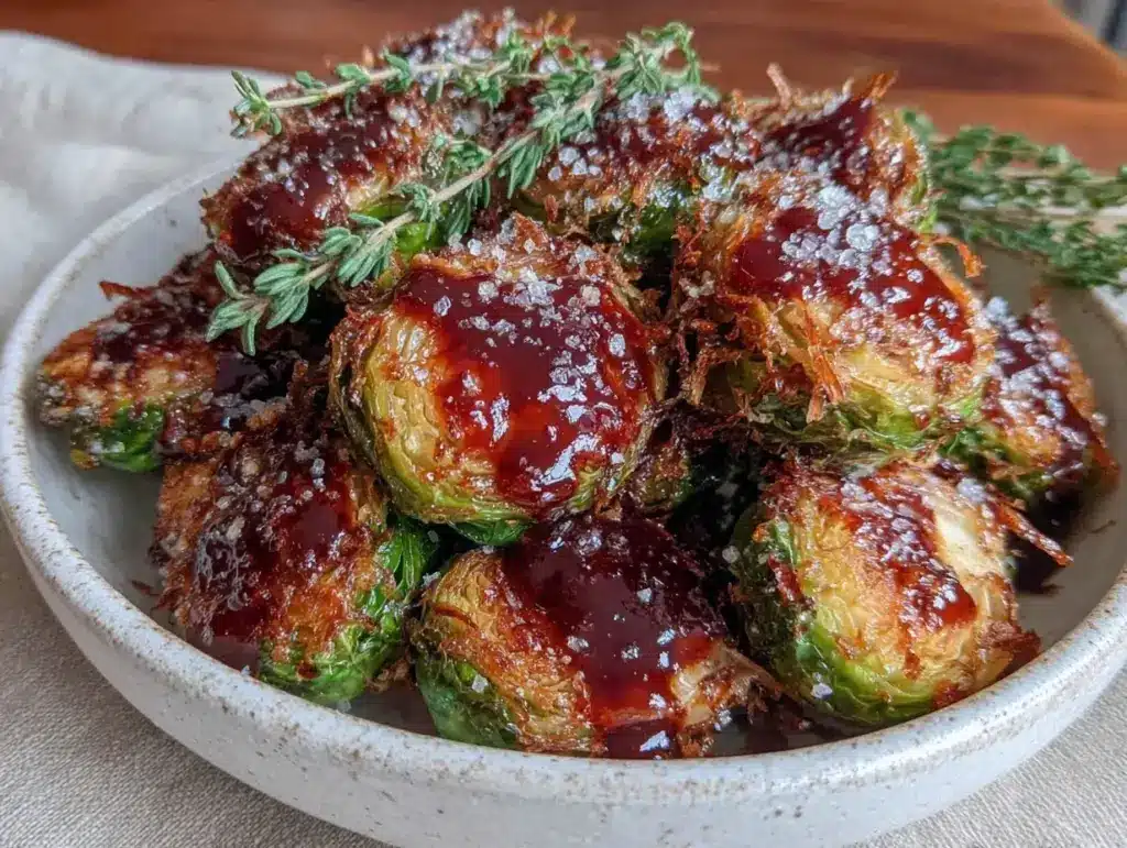 crispy air fryer brussels sprouts - featured image