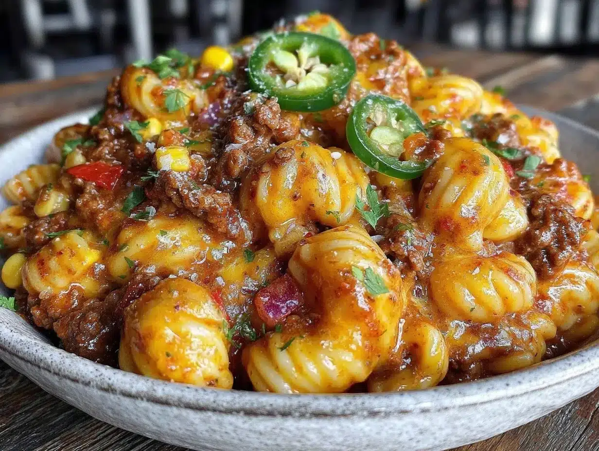 easy cheesy one-pot taco pasta preparation steps
