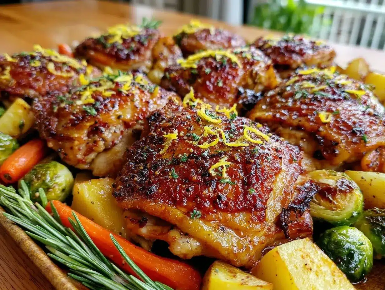 easy crispy sheet pan lemon garlic chicken preparation steps