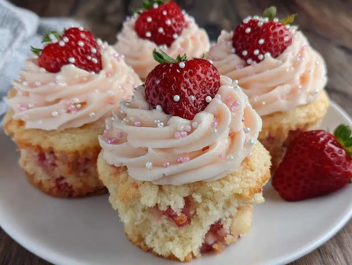 fluffy strawberry champagne cupcakes preparation steps