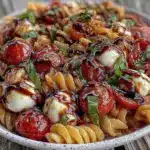 fresh Caprese pasta salad - featured image