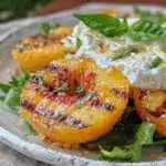 Fresh Grilled Peach and Burrata Salad - featured image