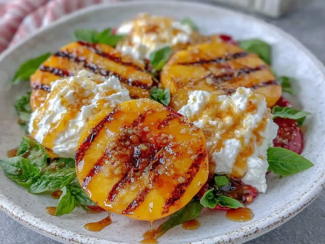 Fresh Grilled Peach and Burrata Salad preparation steps