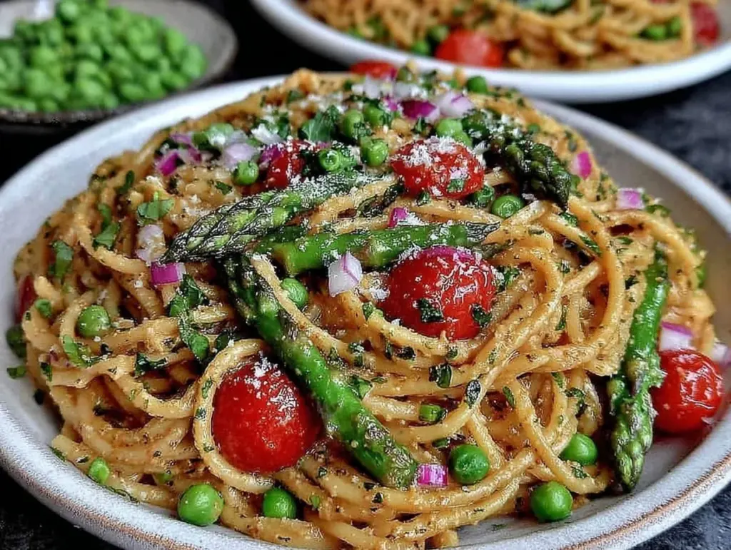 fresh springtime pasta primavera - featured image