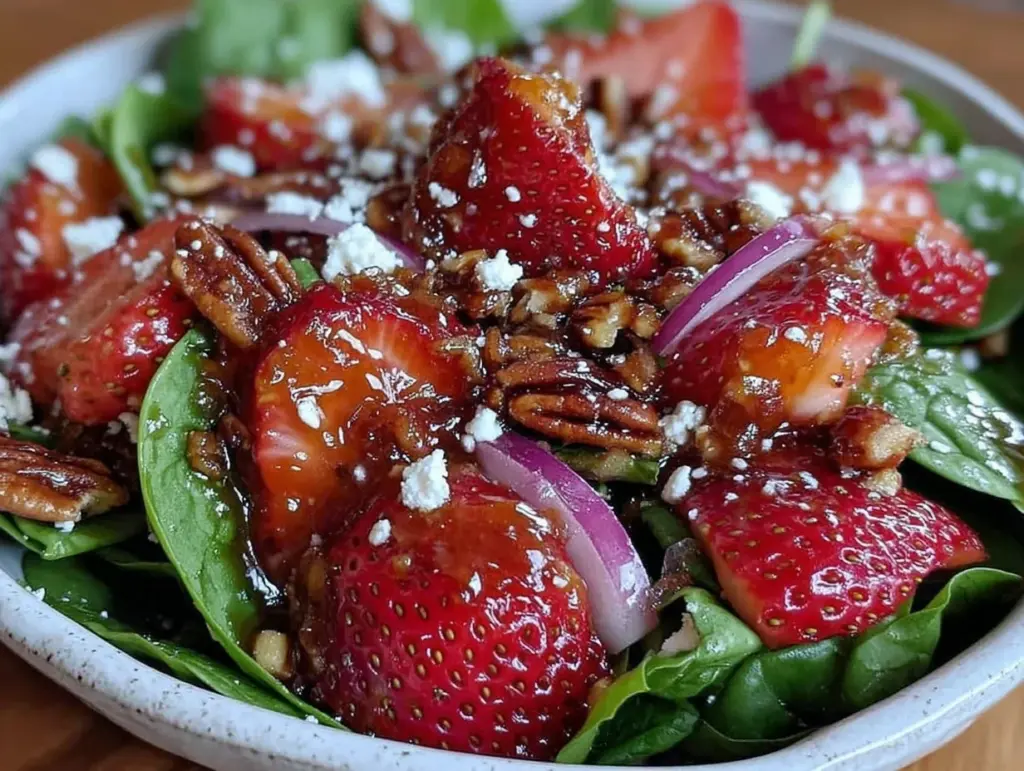 fresh strawberry spinach salad - featured image