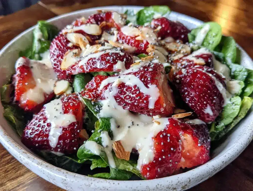 fresh strawberry spinach salad - featured image