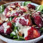 fresh strawberry spinach salad - featured image