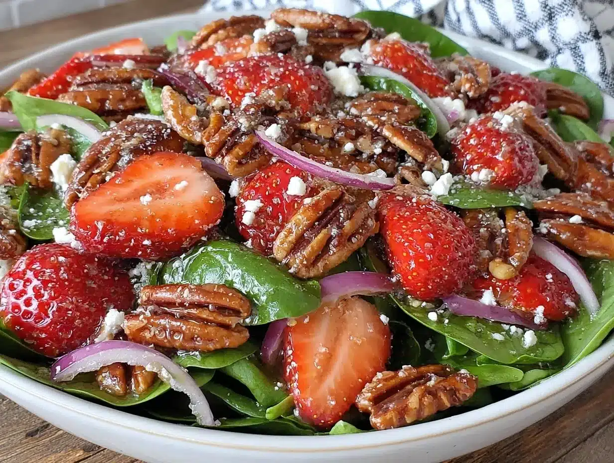 fresh strawberry spinach salad preparation steps