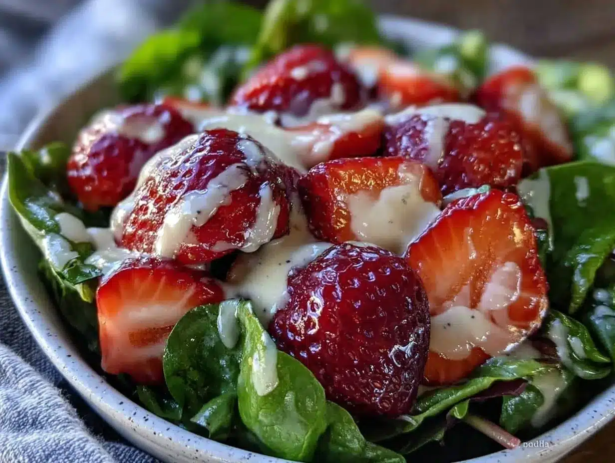 fresh strawberry spinach salad preparation steps