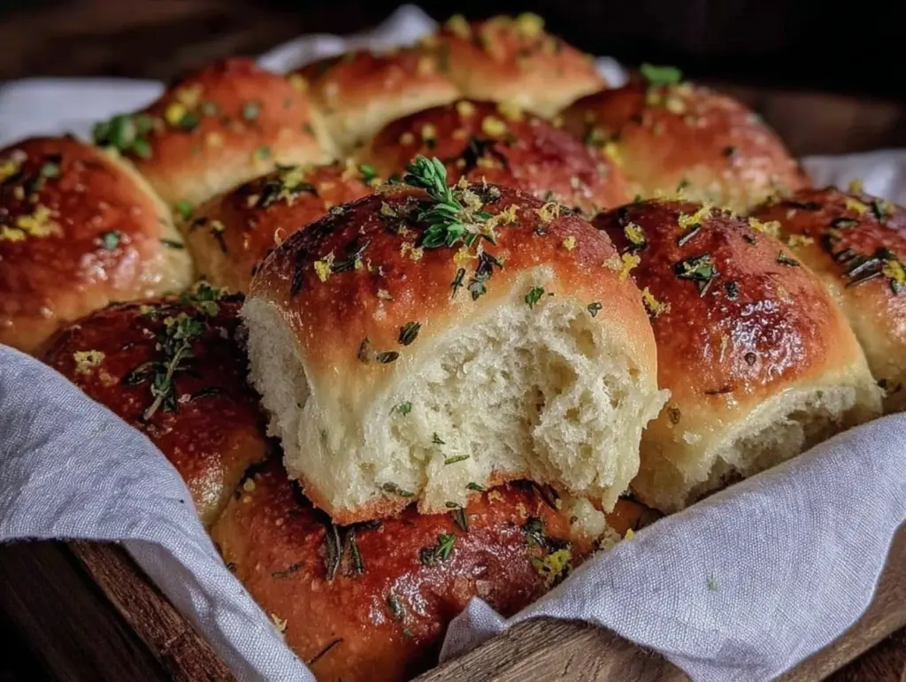 lemon herb butter dinner rolls - featured image