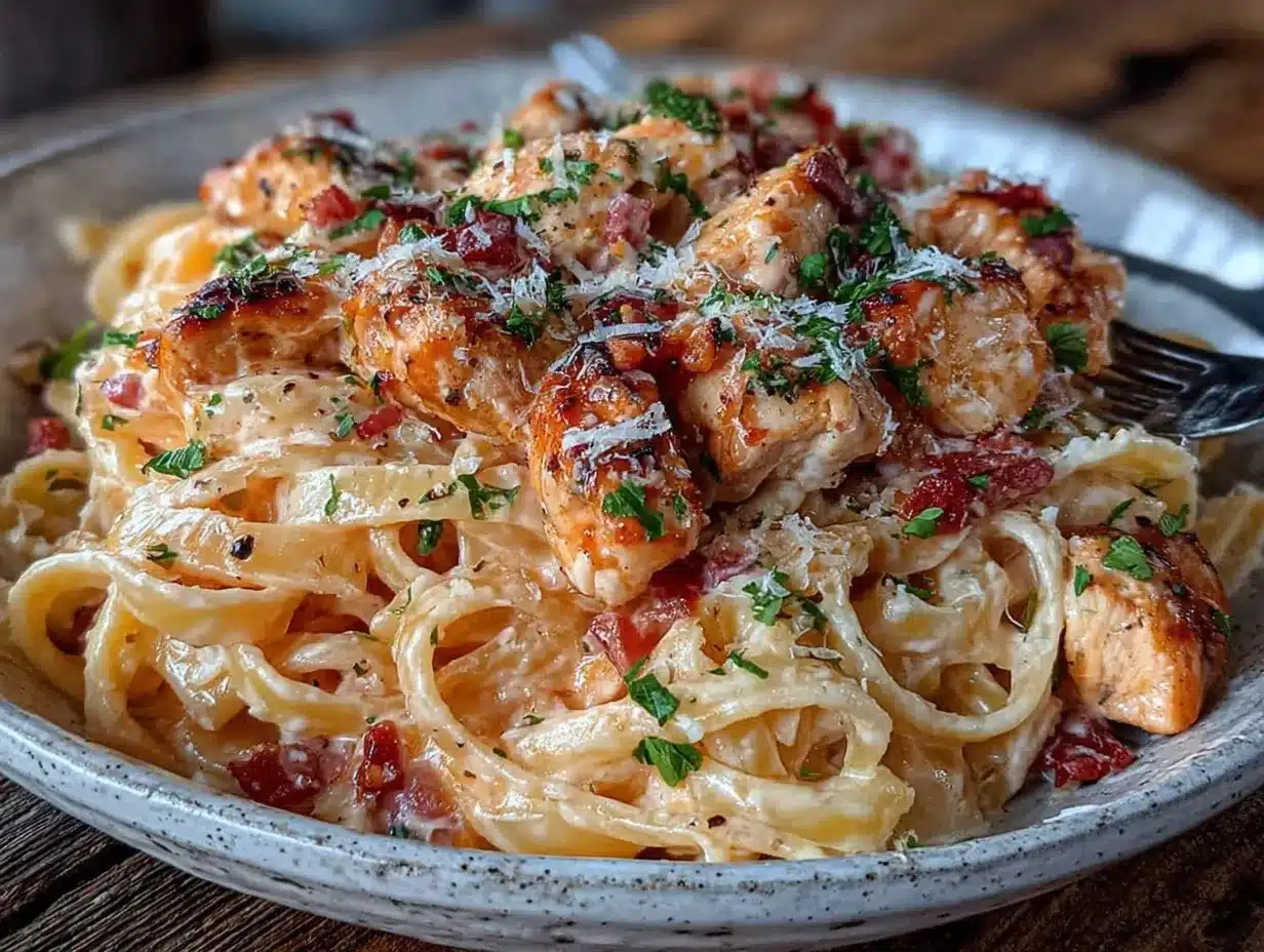 one-pot chicken Alfredo pasta preparation steps