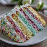 pastel rainbow layer cake recipe - featured image