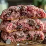 pink velvet chocolate chip cookies - featured image