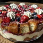 red white and blue berry trifle - featured image