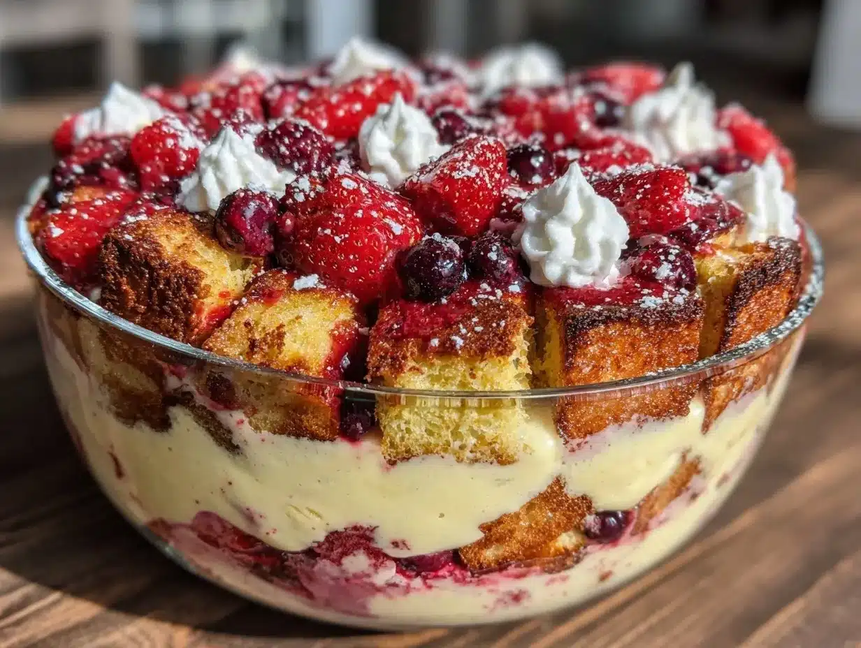 red white and blue berry trifle preparation steps
