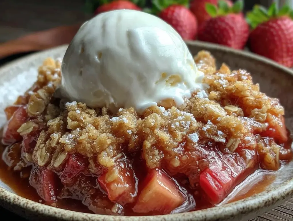 rhubarb strawberry crisp - featured image