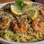 savory lemon garlic shrimp pasta - featured image