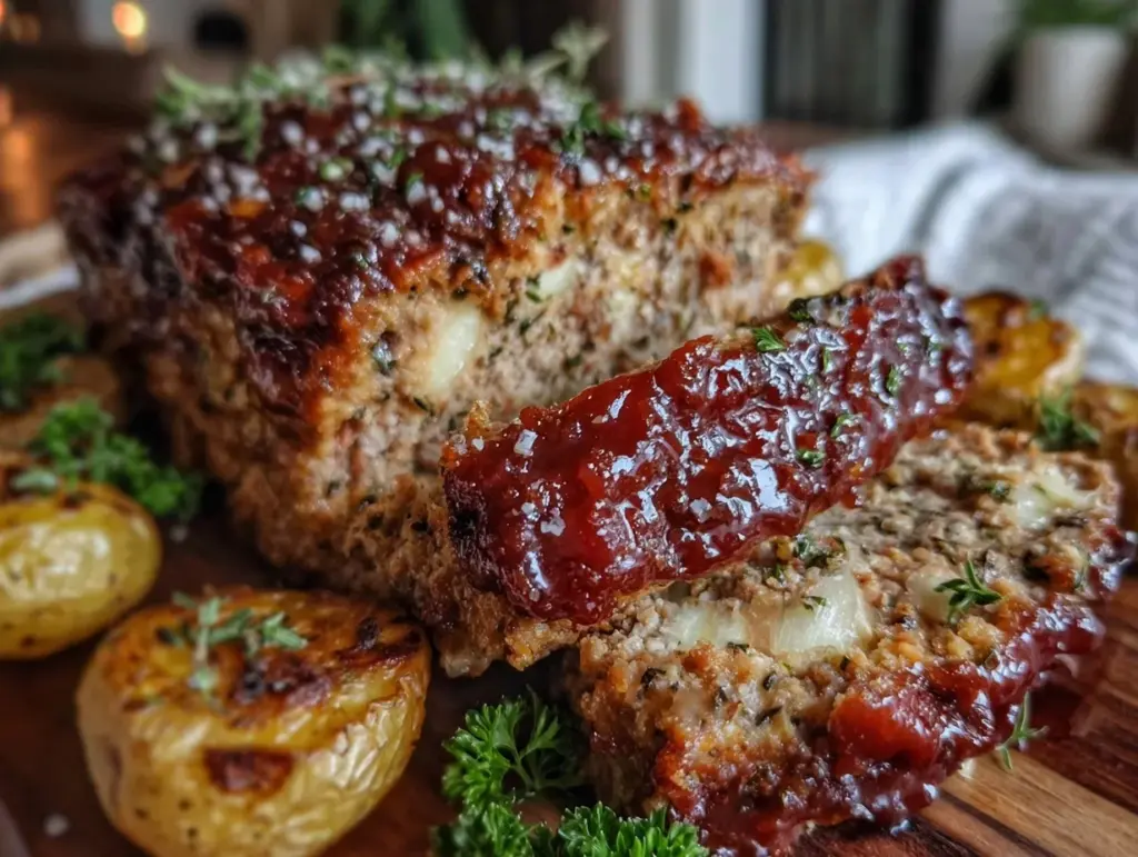 savory meatloaf brown sugar ketchup glaze - featured image