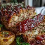 savory meatloaf brown sugar ketchup glaze - featured image