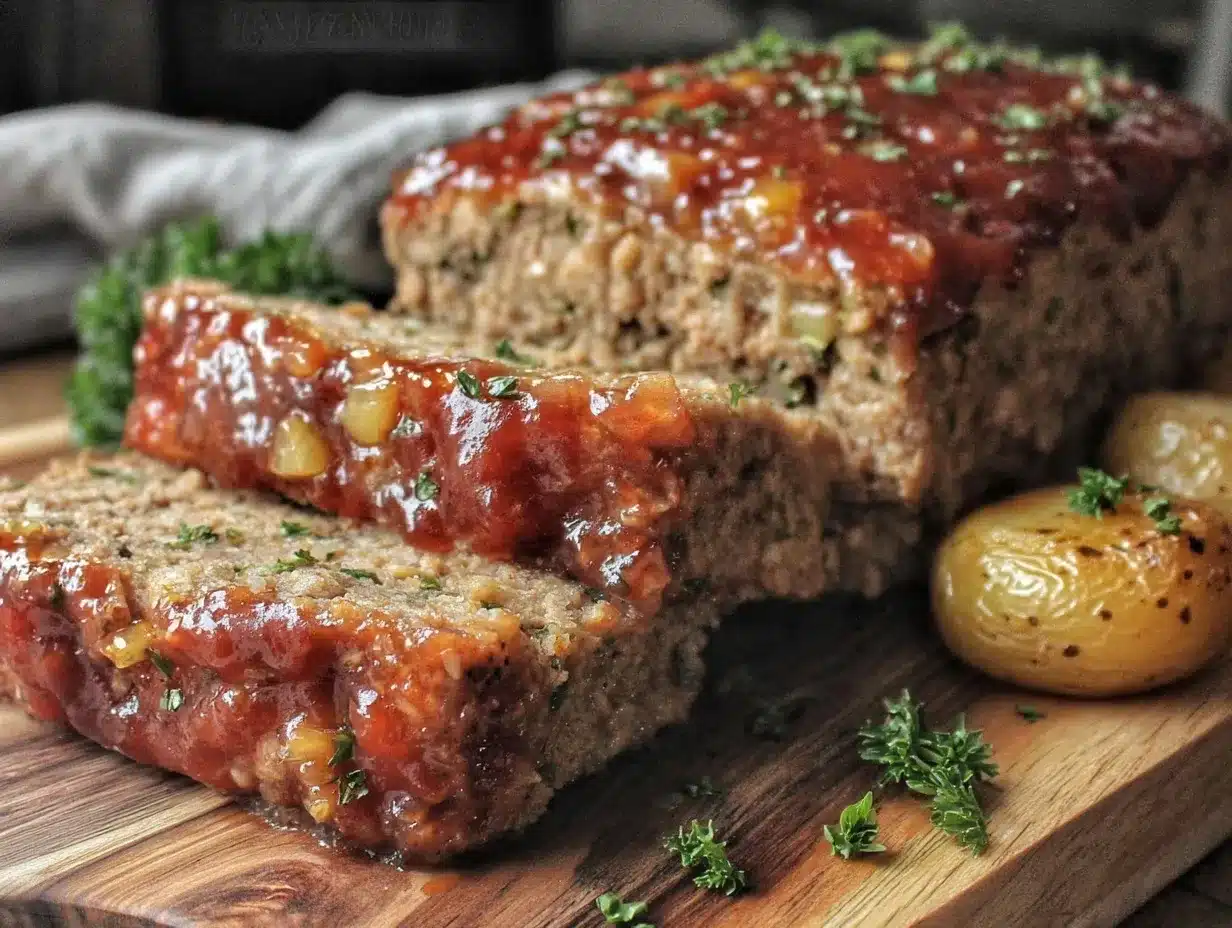 savory meatloaf brown sugar ketchup glaze preparation steps