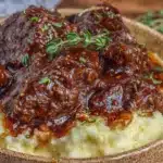 slow cooker beef tips and gravy - featured image