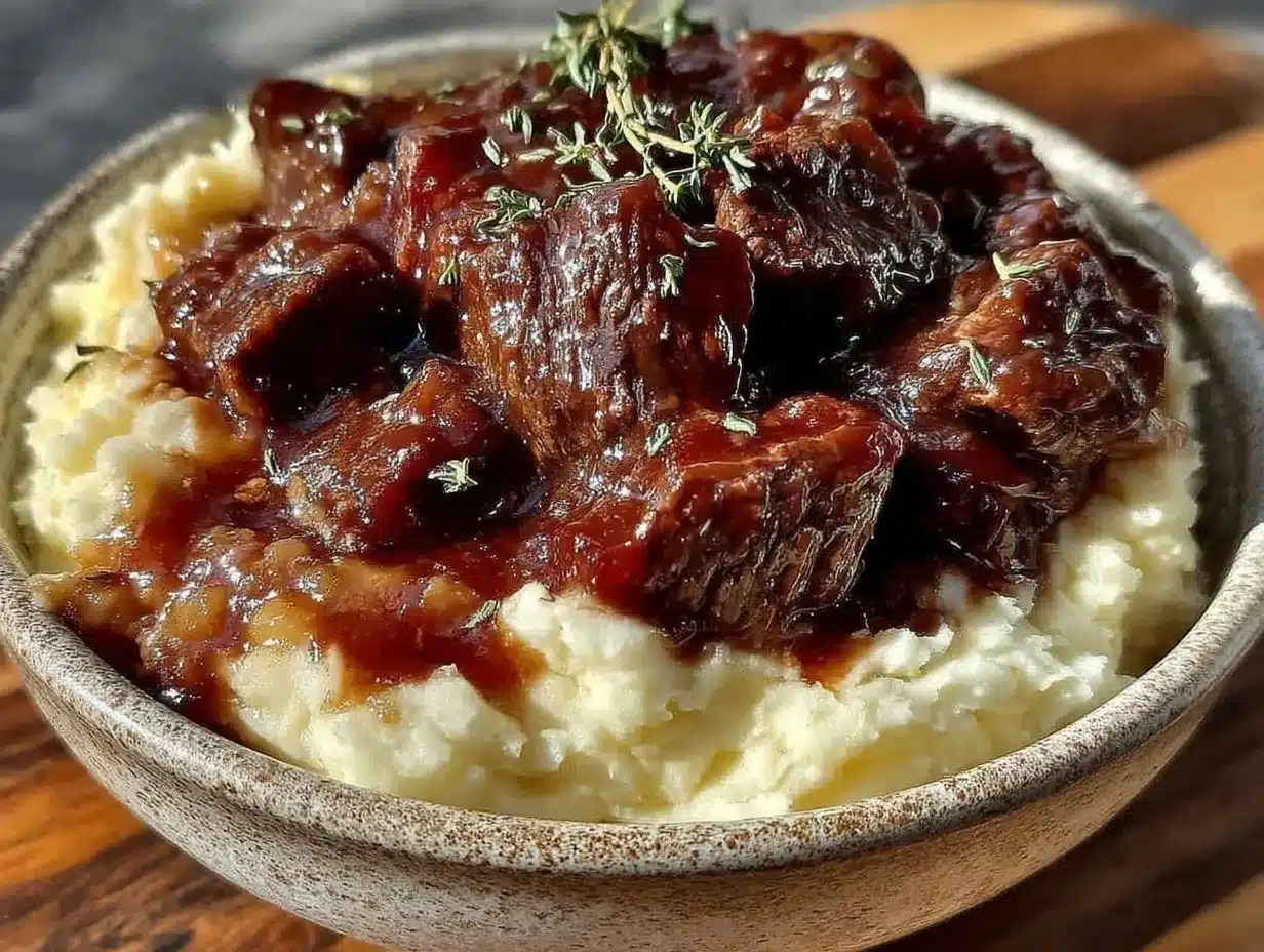 slow cooker beef tips and gravy preparation steps