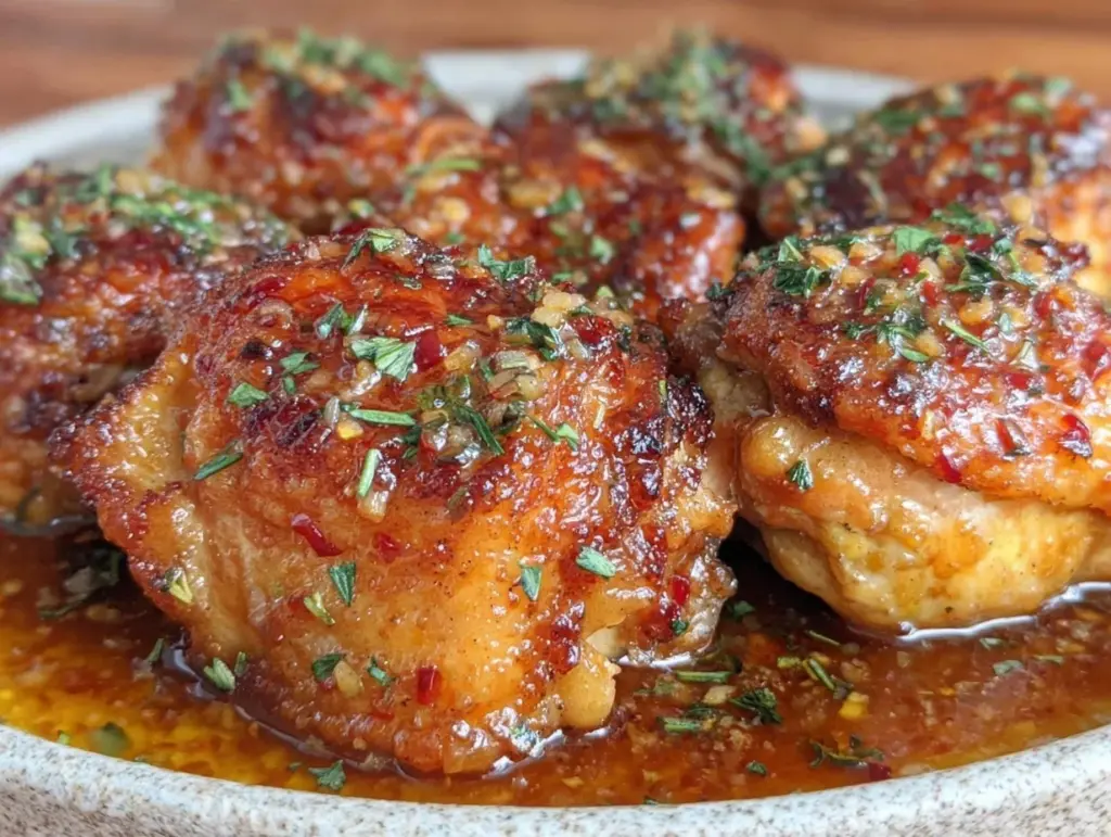 slow cooker honey garlic chicken thighs - featured image