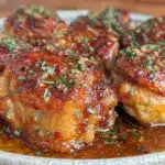 slow cooker honey garlic chicken thighs - featured image