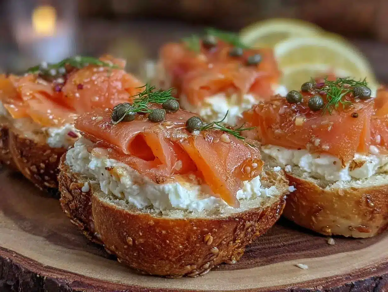 smoked salmon and cream cheese bagel board preparation steps