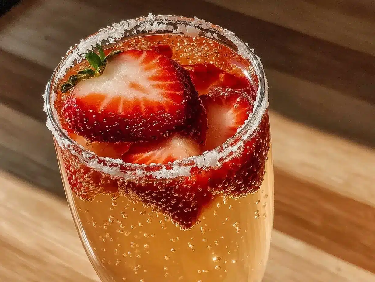 strawberry rose champagne cocktail preparation steps