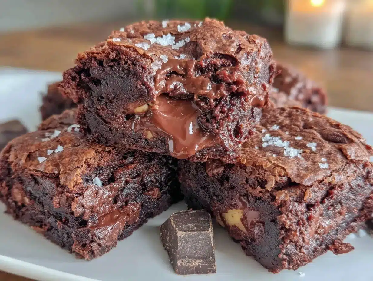 triple chocolate fudge brownies with sea salt preparation steps