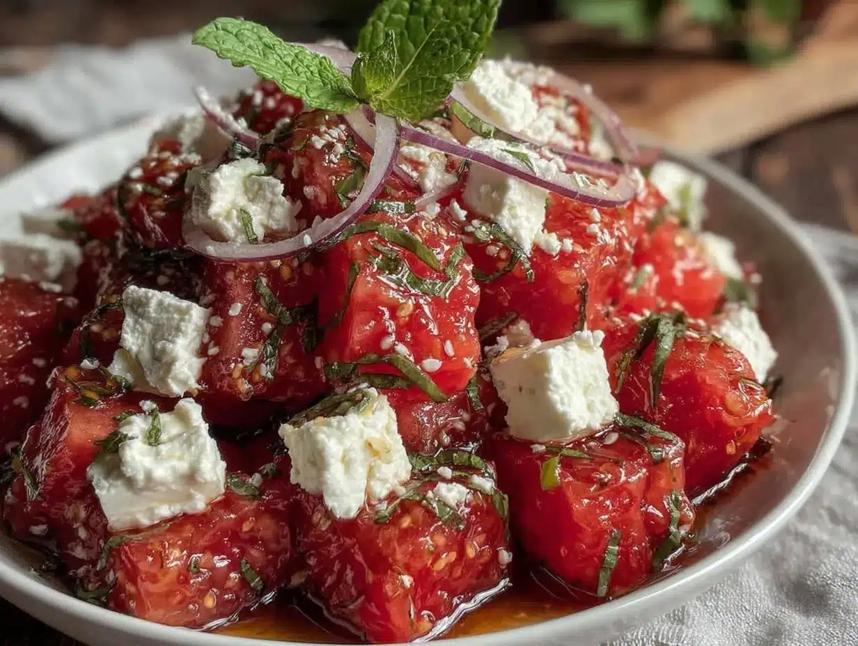 watermelon feta mint salad preparation steps